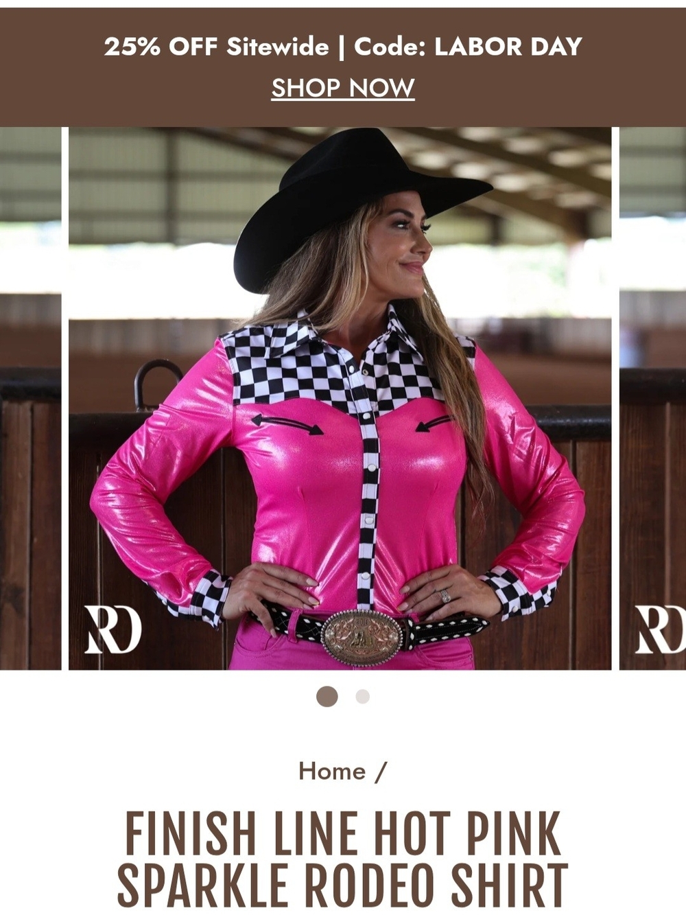 NEW Hot Pink Sparkle Rodeo Shirt with Checkerboard Yoke